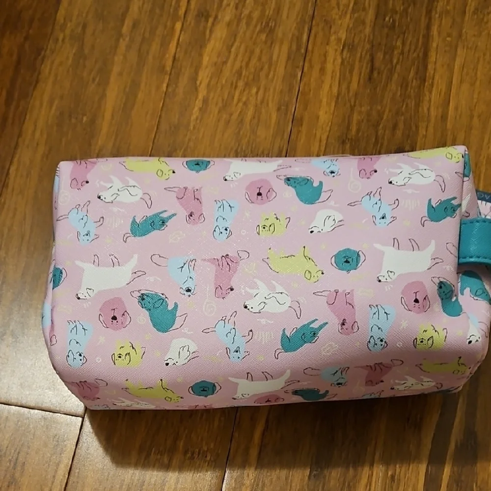 Pink Cosmetic Bag with Dog Print